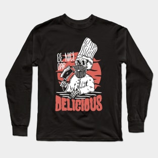 cool skull chef Long Sleeve T-Shirt